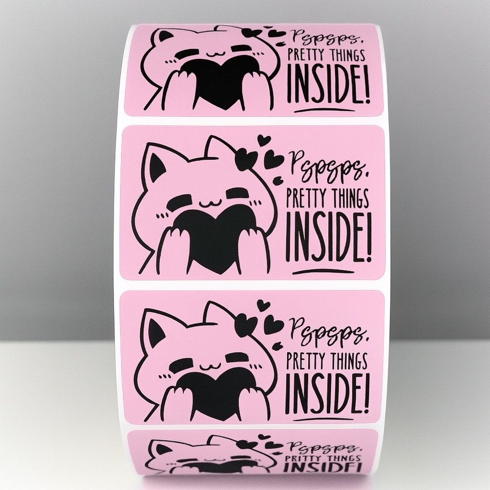 Pspsps Pretty Things Inside Stickers – Cute Cat Labels for Packaging and Orders